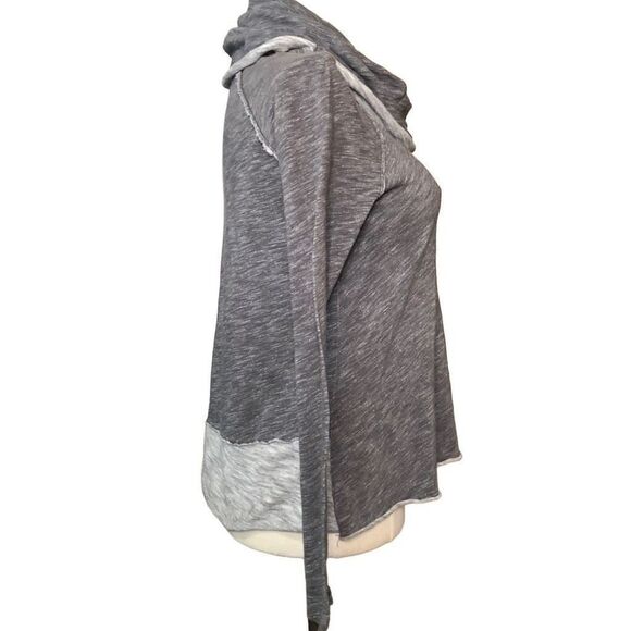 Free People Sweater Womens One Body Marled Gray Beach Cowl Neck Lightweight Airy - Picture 3 of 8